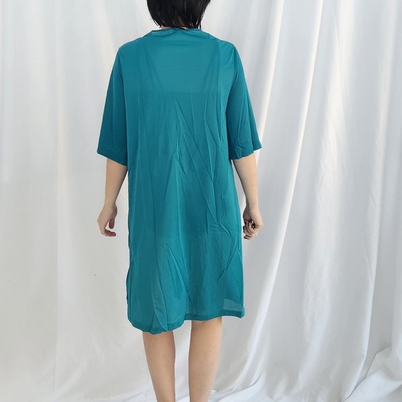 90s Teal Nylon Nightgown - Picture 3 of 4
